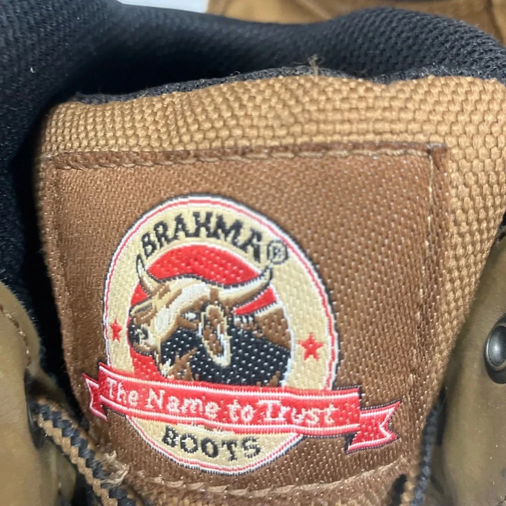 Brahma Mens Waterproof Suede Leather Work Boots Wheat Brown  Size 7.5W Rugged